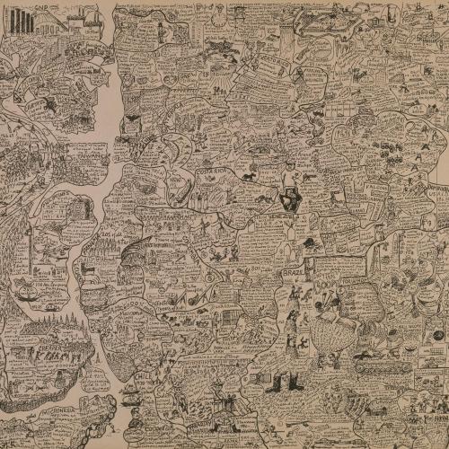 Öyvind Fahlström | Section of World Map - A Puzzle (1973