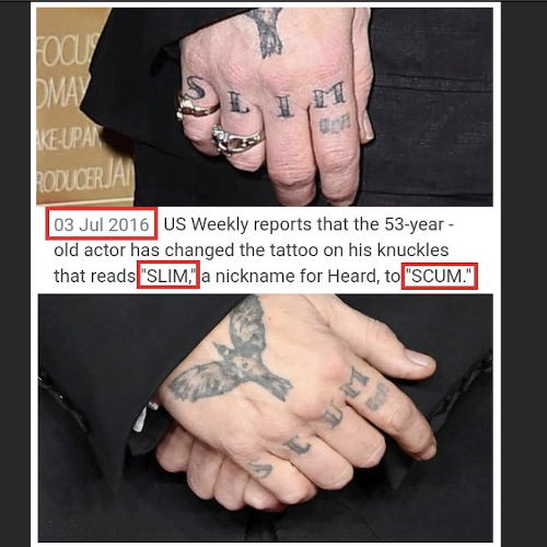Johnny Depp alters Amber Heard knuckle tattoo -- again | Canoe.Com