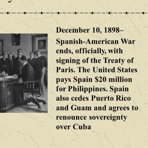 dec 10, 1898 - Treaty of paris ended the spanish american war (Timeline)