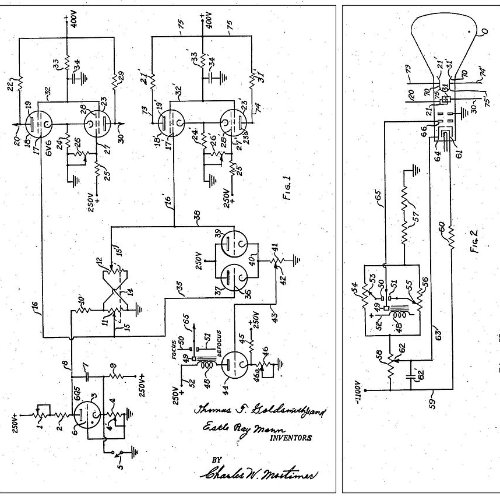 0 h 25 min, 25 janv. 1947 ans - 1947 Thomas T.Goldsmith Jr. and Estle Ray  Mann file a patent for a "cathode ray tube amusement device." (La bande de  temps)